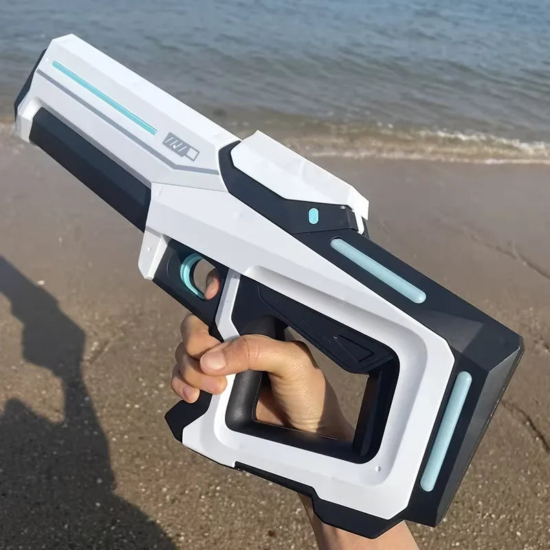 Elektryczne pistolety na wodę dla każdego – mocny, automatyczny pistolet wodny z funkcją zasysania wody. Idealna letnia zabawka na świeżym powietrzu, na plażę. Świetny prezent dla chłopców i dzieci.